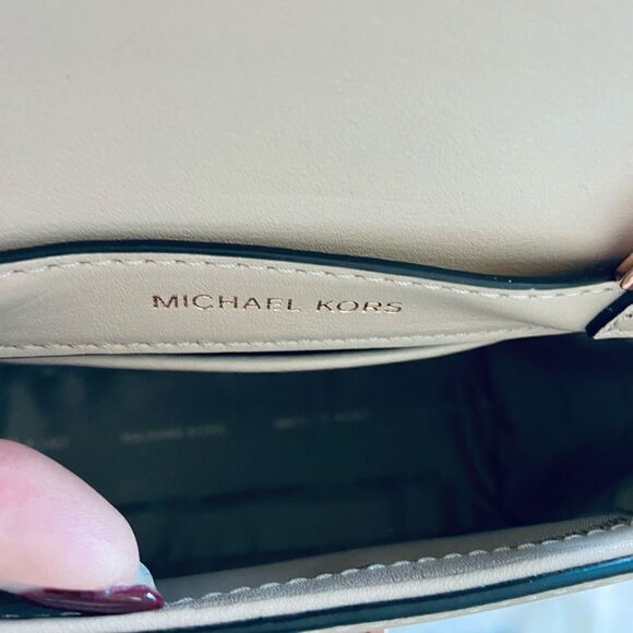 Michael Kors Small satchel pink rose details xbody strap NWT - Picture 7 of 8